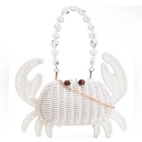 NWT! Fun Viral White wicker Crab crossbody handbag purse. - Picture 2 of 4